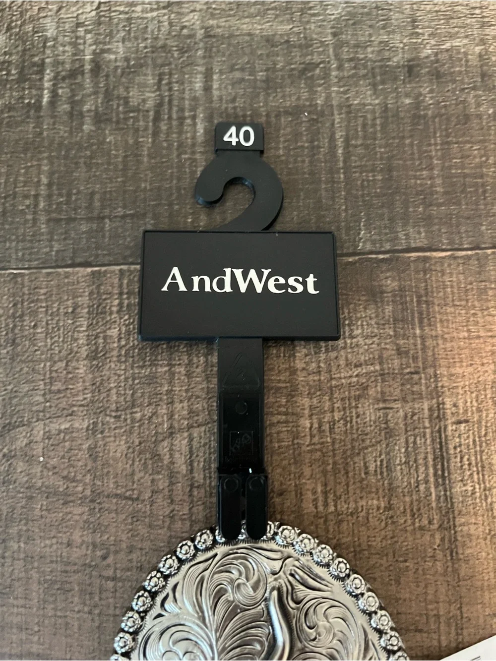 AndWest Men's Silver Longhorn Belt Buckle Western Oval‎ Steer Berry Edge NWT